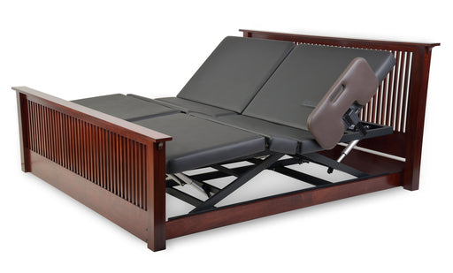 Assured Comfort Hi Low Adjustable Bed Platform Series Split King Mission Style Both In High Position Raised Head Knee Articulation