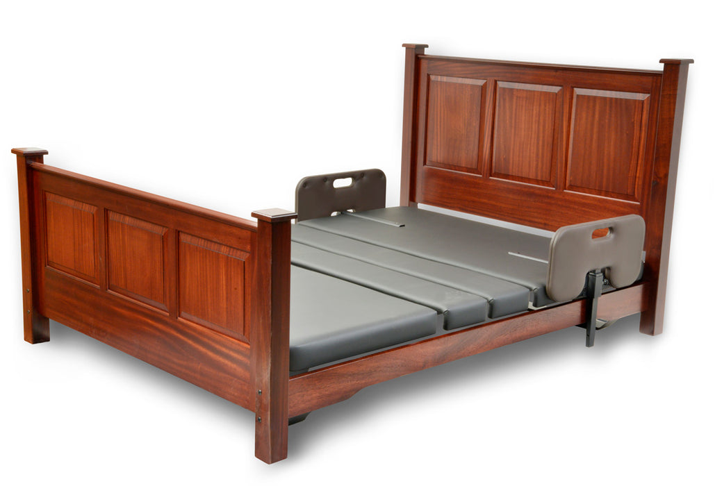 Assured Comfort Signature Series Cherry Raised Panel Low Height Fully Flat Articulation Side Rail View