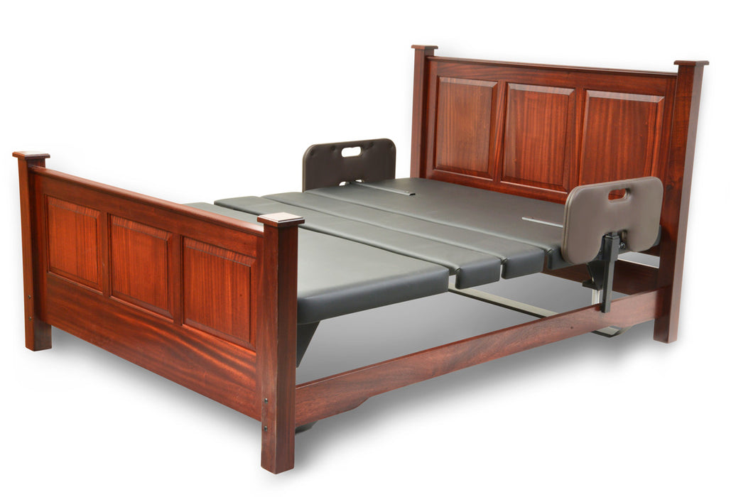 Assured Comfort Signature Series Cherry Raised Panel Mid Range Height Fully Flat Articulation Side Rail View