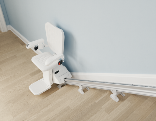 Atlas Liberty Straight Stairlift Installed On The Right Side Of A Staircase Viewed From The Top