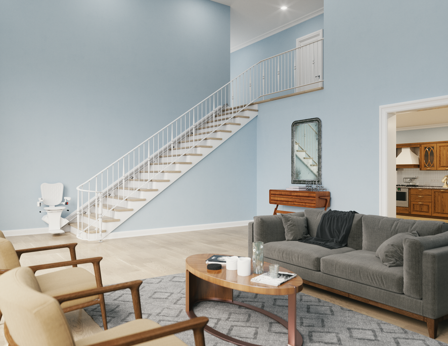 Atlas Liberty Straight Stairlift Installed On The Right Side Of A Staircase