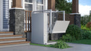 Atlas Mini Vista Vertical Platform Lift Showing Ramp And Platform From Front Right Side View