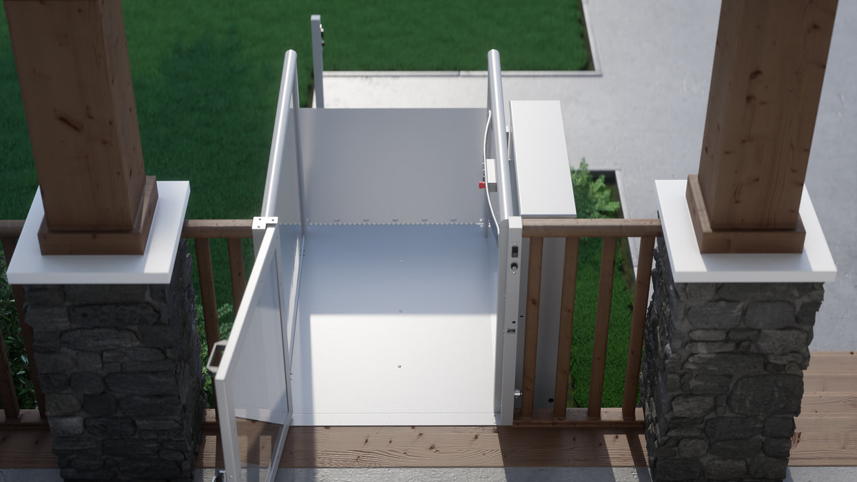 Atlas Mini Vista Vertical Platform Lift Overhead View Showing Wheelchair Platform
