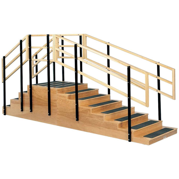 Durable Bailey 800 Series Convertible Exercise and Training Stairs Adjustable with Anti-Slip Treads and Triple Height Handrails for Clinics and Therapy Centers