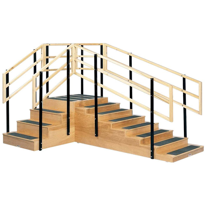 Sturdy Bailey 800 Series Convertible Exercise and Training Stairs Adjustable with Anti-Slip Treads and Triple Height Handrails for Clinics and Therapy Centers