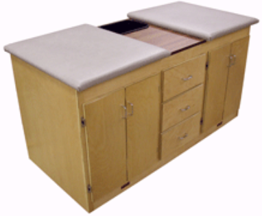 Brown Bailey Dual Taping Station with Triple Drawers, Built-In Storage, Efficient and Compact Wastebin for Athletic Taping