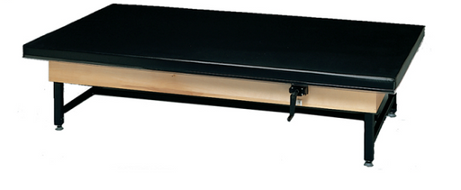 Black Bailey Economy Hi-Lo Manual Mat Table with 2-Inch Upholstered Top for Physical Therapy and Rehabilitation Clinics