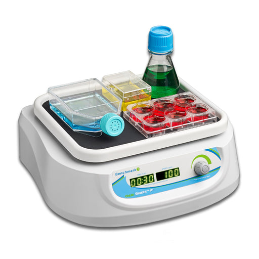 Benchmark Scientific BT302 Orbi Shaker Jr With Rubber Mat Platform With Laboratory Consumables View