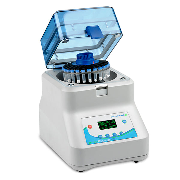 Benchmark Scientific BeadBlaster 24 Microtube Homogenizer With Rotor And Microtubes And Digital Control Panel View