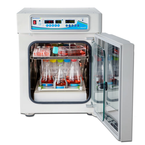 Benchmark Scientific Incu-Shaker CO2 Mini With Non Slip Rubber Mat Platform Open View