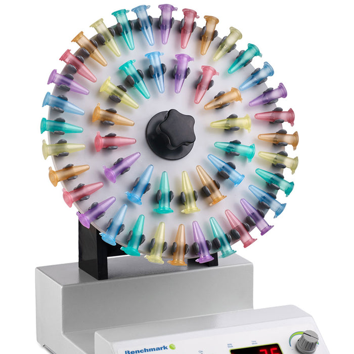 Benchmark Scientific R3010 TubeRoller With 10 Rollers And Eppendorf Tubes Close Up View