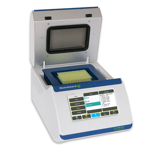 Benchmark Scientific TC 9639 Thermal Cycler With Multiformat Block TouchScreen Display Open Lid View