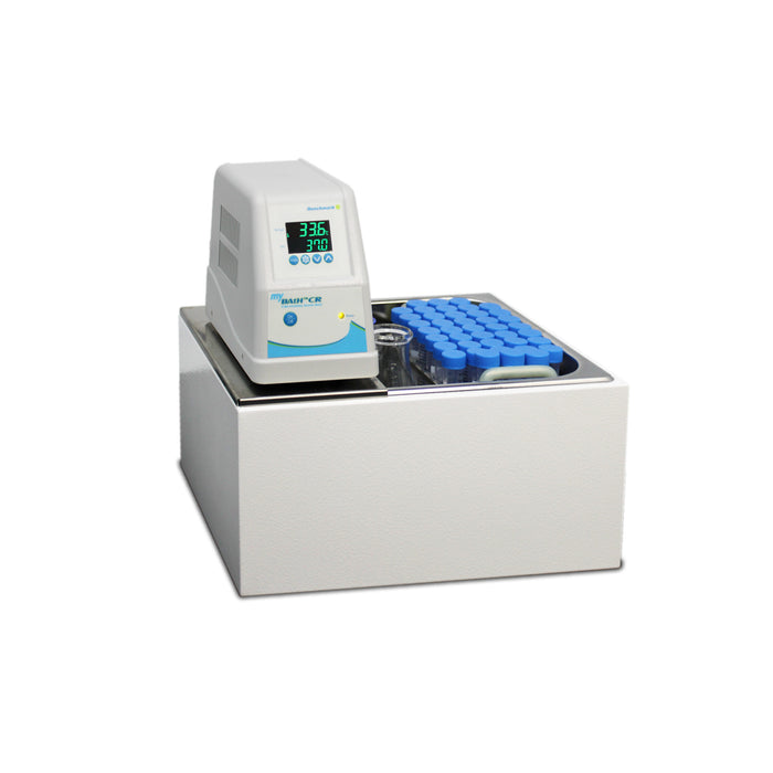 Benchmark Scientific myBath CR Circulating Water Bath 10L With Tubes And Flask Benchtop View
