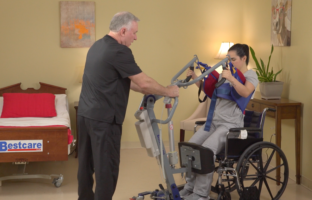 Bestcare BestStand ProCare SA400 Sit to Stand Lift With Caregiver And Patient  Bed To Wheelchair Transfer