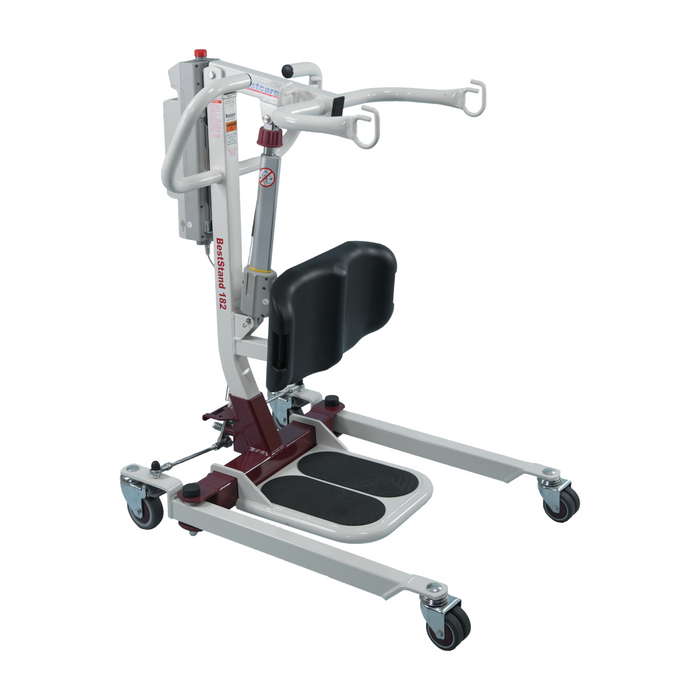 Bestcare BestStand SA228 Sit-to-Stand Patient Lift Side View With Footplate And Knee Pads 