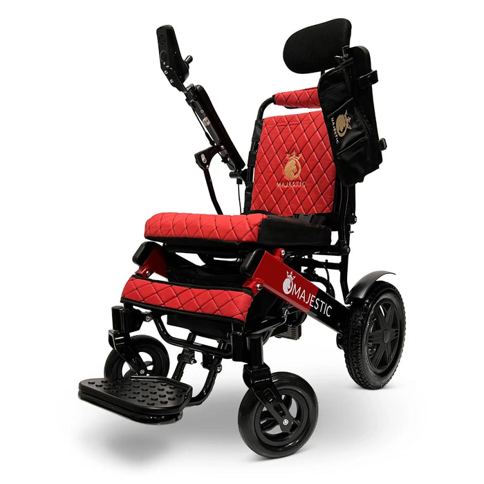 Black/Red and RedComfyGO IQ-9000 AR Lightweight Electric Wheelchair Auto Recline, Comfort, and Airline-Approved Design, Stylish black frame color with remote control conveniently. 