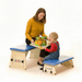 Circle Specialty  Axis Therapy Bench Adjustable Pediatric Positioning and Therapy Seating Being Used By Mother And Child