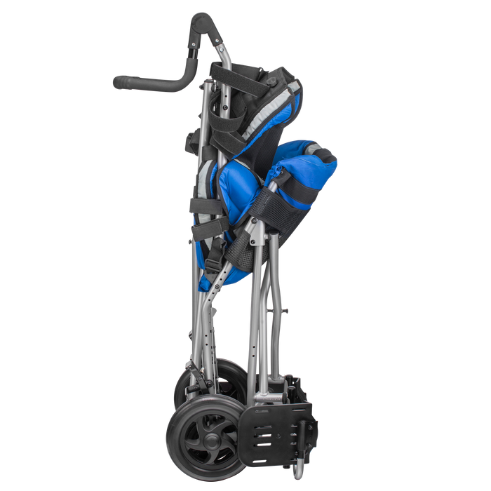 Circle Specialty Blue Strive EZ Stroller Lightweight Pediatric Positioning and Mobility Support Showing When It Is Folded