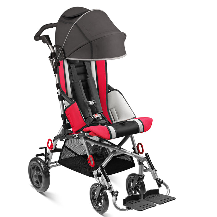 Circle Specialty Red Strive EZ Stroller Lightweight Pediatric Positioning and Mobility Support With A Canopy