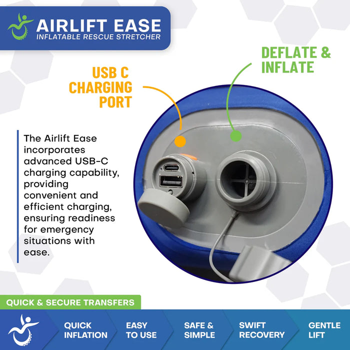 Climbing Steps Airlift Ease Inflatable Stretcher USB Charging Port View