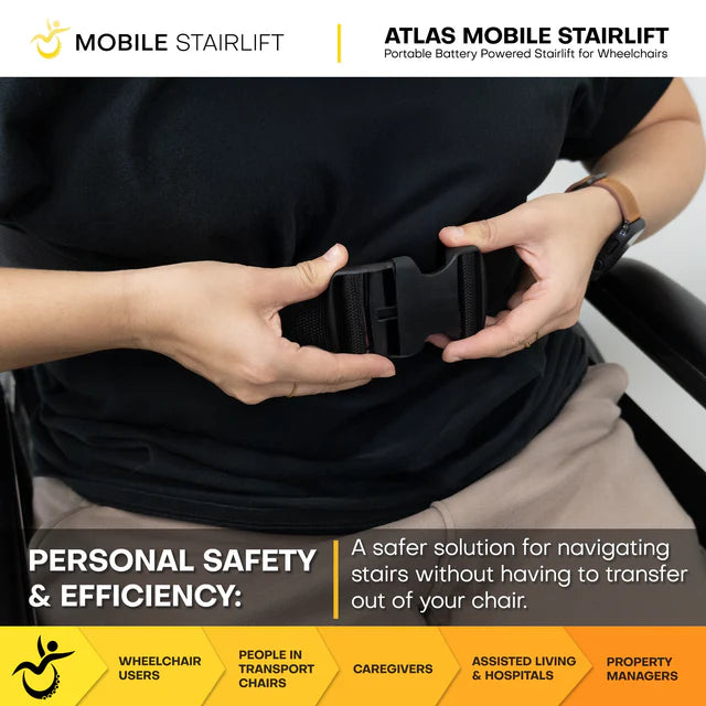 Climbing Steps Atlas Portable Wheelchair Stair Lift Seat Belt View