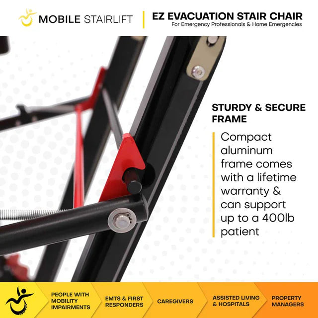Climbing Steps EZ Evacuation Chair Frame Material Close Up View