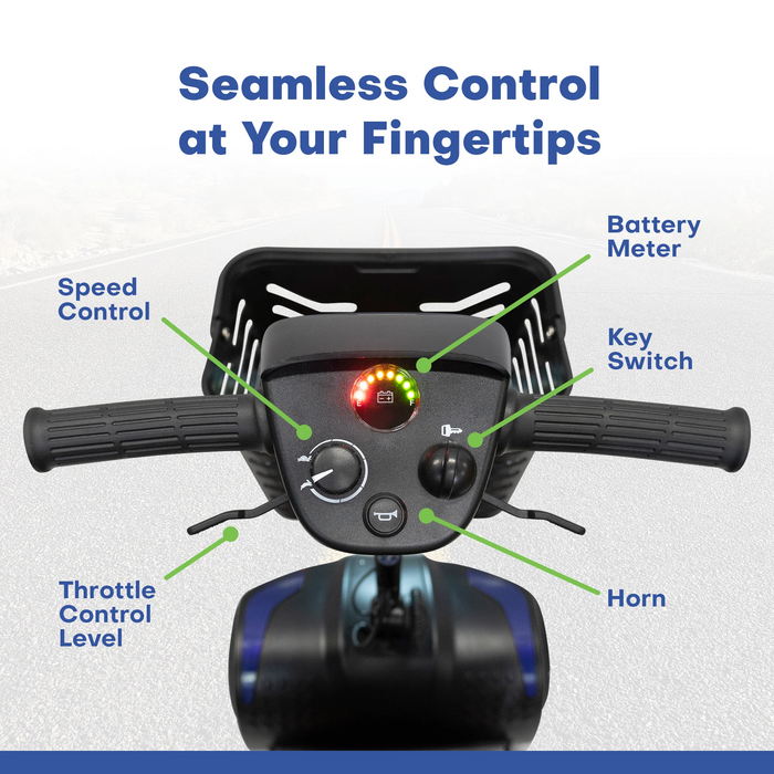 Climbing Steps Eleanor Electric Mobility Scooter Control Panel And Handle Bar View