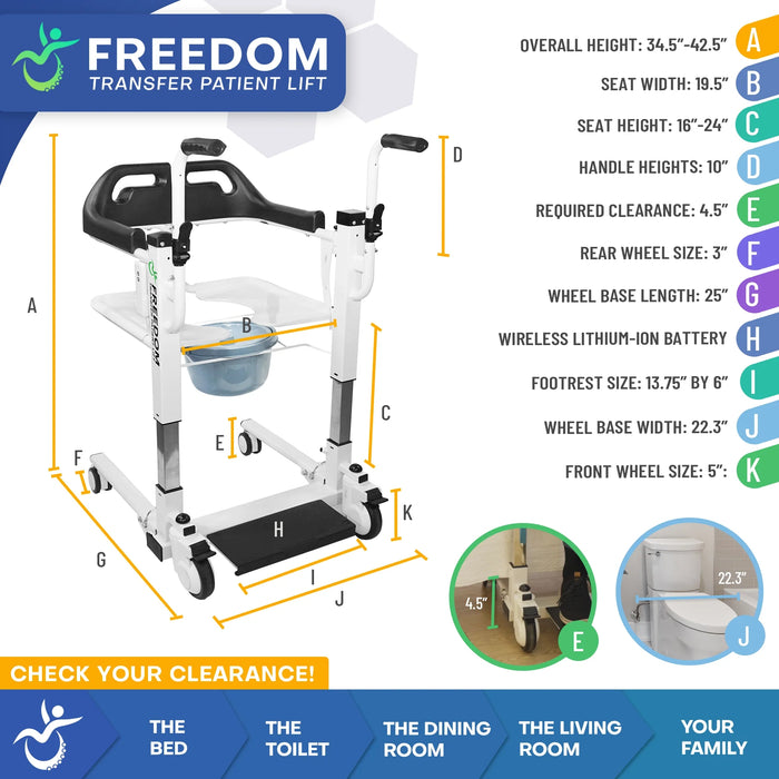 Climbing Steps Freedom Transfer Patient Lift Dimensions View
