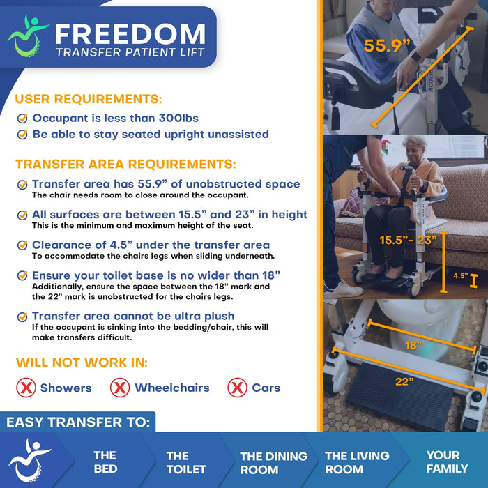 Climbing Steps Freedom Transfer Patient Lift user And Transfer Area Requirement