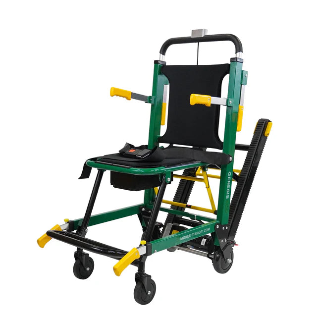 Climbing Steps Genesis Eco Mobile Stairlift Portable Stair Chair With Tracks On The Back View