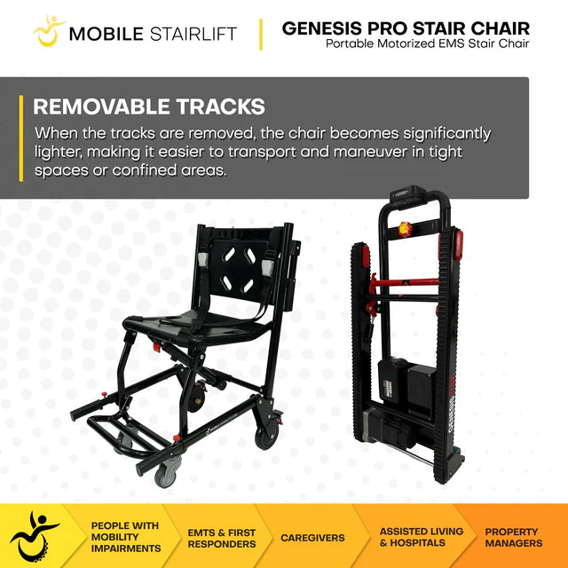 Climbing Steps Genesis Flex Transport Chair and Portable Stairlift Chair Removable Tracks View