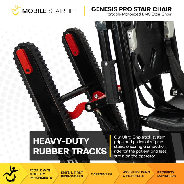 Climbing Steps Genesis Flex Transport Chair and Portable Stairlift Chair Rubber Tracks View