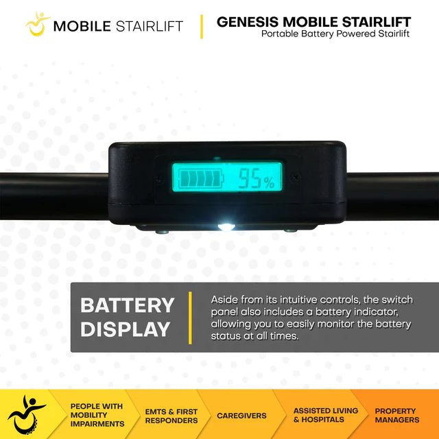 Climbing Steps Genesis Mobile Stairlift Chair Battery Display View