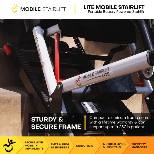 Climbing Steps LITE Mobile Stairlift Sturdy And Secure Info Graphic View