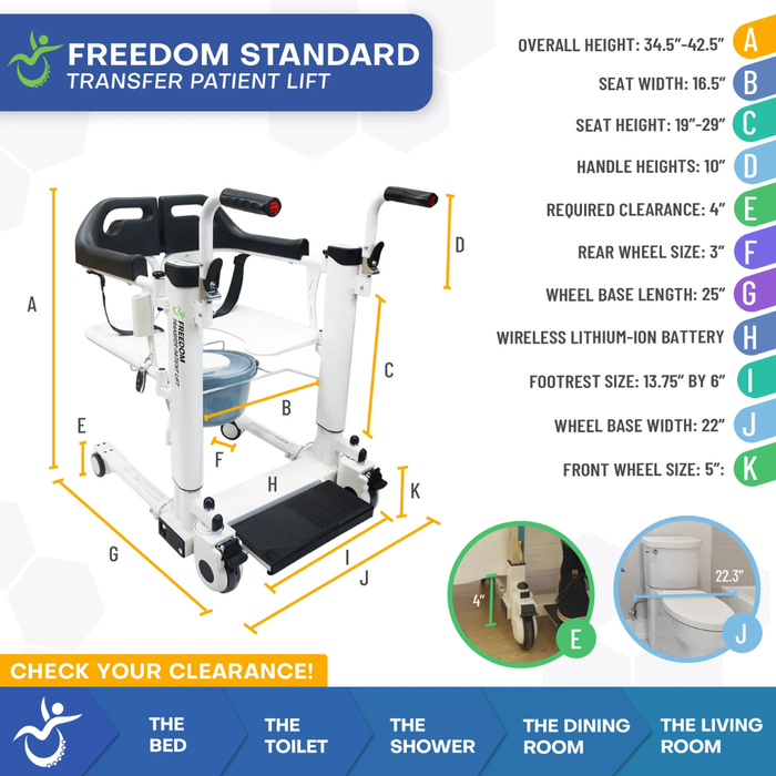 Climbing Steps Freedom Transfer Patient Lift Electric, Sling-Free Mobility Solution With Adjustable Height, Commode Access And Tool-Free Setup With Its Specifications