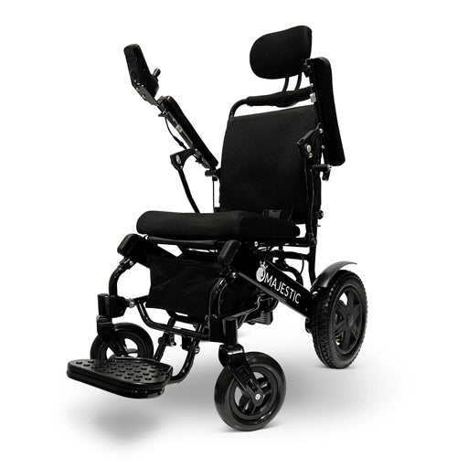 ComfyGO Black Standard Majestic IQ-9000 Auto Recline Remote Controlled Electric Wheelchair With Flip Up Arms Built In Footplate And All Terrain Solid Flat Tires View