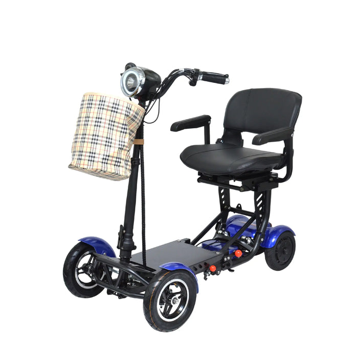 Blue ComfyGO MS3000 Plus Mobility Scooter Foldable, Powerful, and Designed for Urban Adventures with basket plus wide seat.