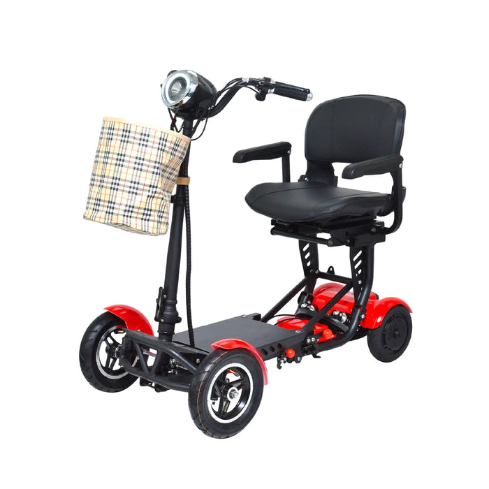 Red ComfyGO MS3000 Plus Mobility Scooter Foldable, Powerful, and Designed for Urban Adventures with wide seat plus basket