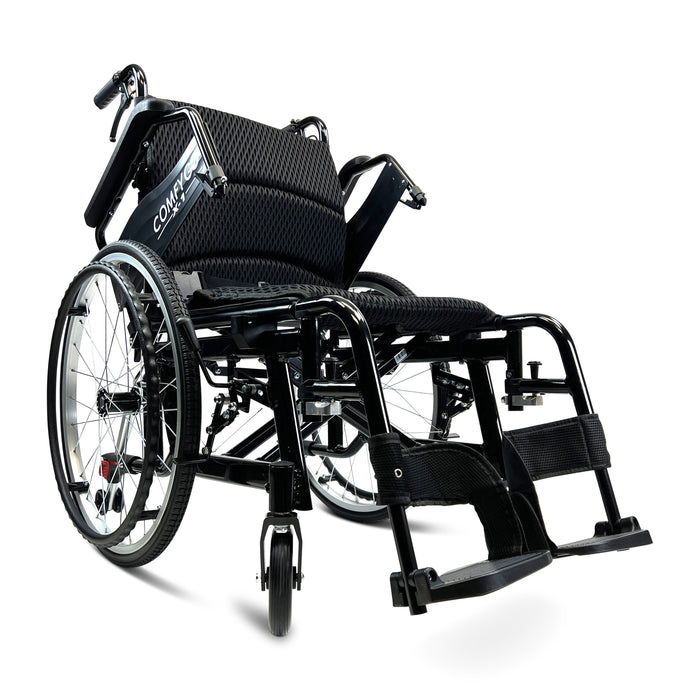 ComfyGO X-1 Lightweight Manual Wheelchair With Lifting Armrests, Side View.