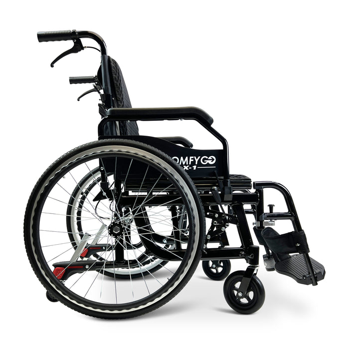 ComfyGO X-1 Lightweight Manual Wheelchair Special Edition With Rear Wheels, Side View.