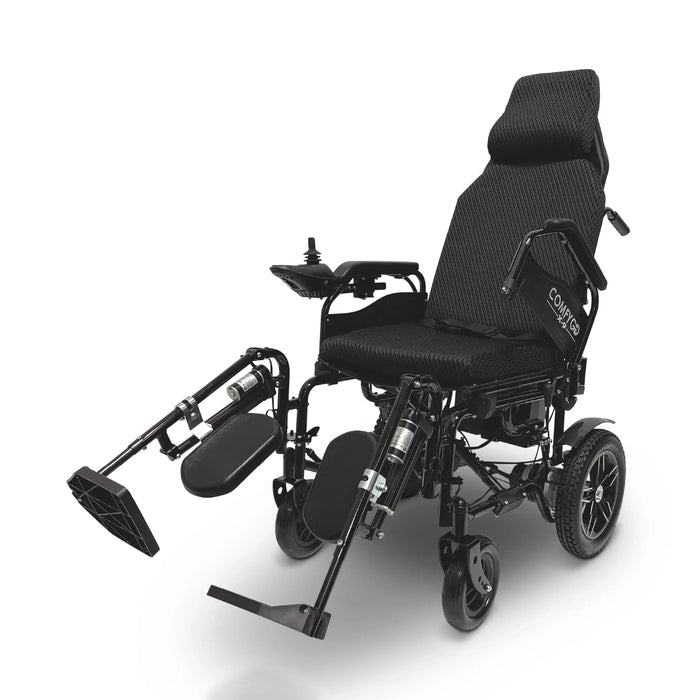 ComfyGO X 9 Remote Controlled Electric Wheelchair Automatic Reclining Back rest with both raised foot Rest Black and Left armrest Raised