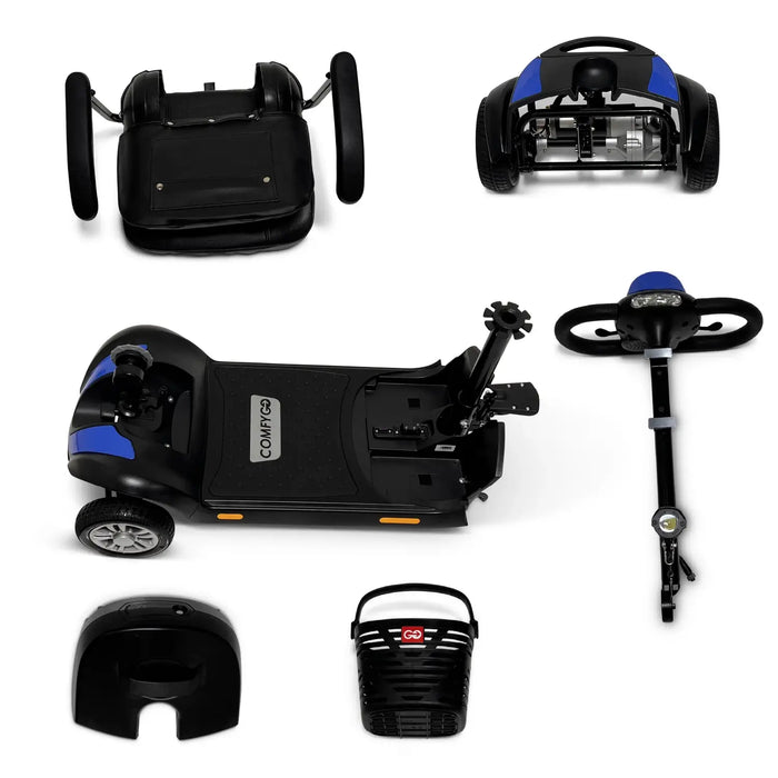 Blue ComfyGO Z-4-Electric Powered Mobility Scooter with a Lightweight Detachable Frame