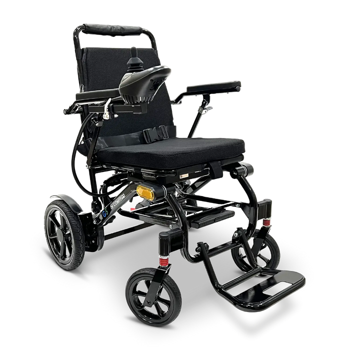 Lightweight Foldable Electric Wheelchair ComfyGo Glide Care G Five Front Side View Portable Mobility Aid