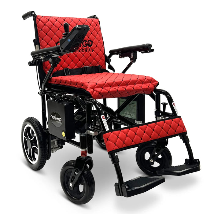 ComfyGo  X7-LE Ultra-Lightweight Red Electric Wheelchair with Dual Batteries, 23-Mile Range and 265 lb Capacity