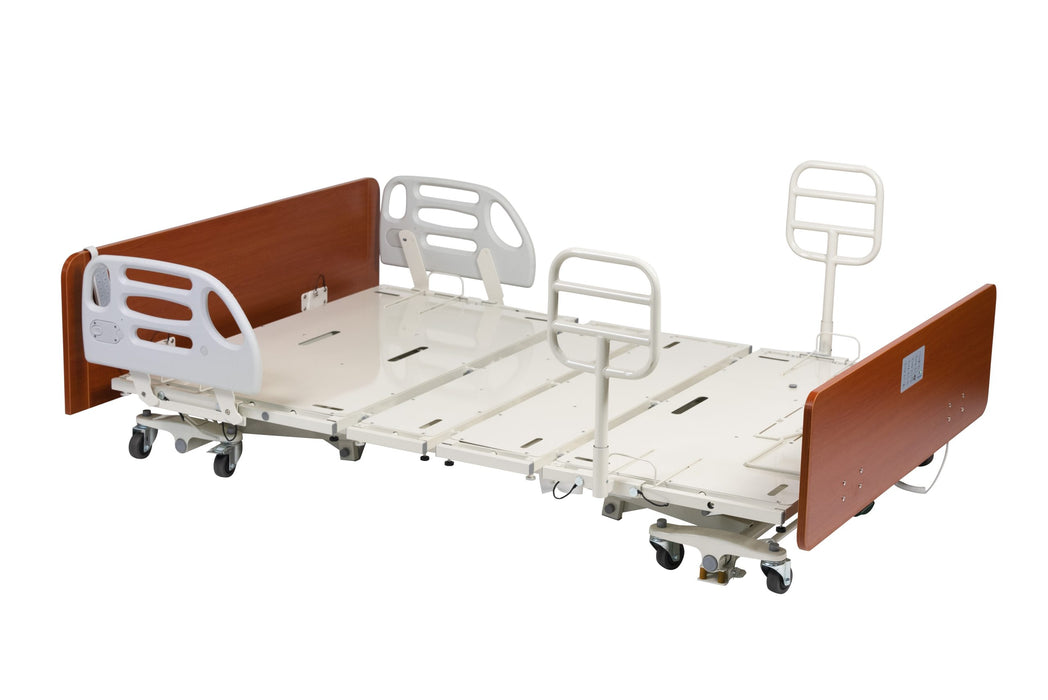 CostCare B359 Heavy Duty Bariatric Width Convertible LTC Low Bed Fully Flat With Half Rail And QBar Assist View