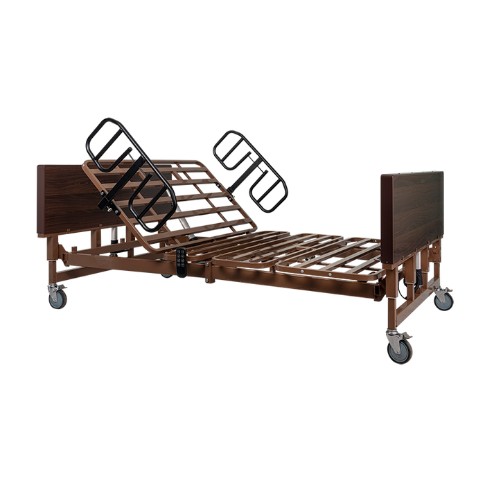 With Railings Dynarex Bariatric HD Full Electric Homecare Bed Adjustable, Heavy-Duty 48" Bed for Home and Caregiving