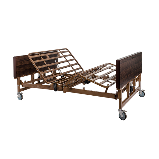 Brown Dynarex Bariatric HD Full Electric Homecare Bed Adjustable, Heavy-Duty 48" Bed for Home and Caregiving