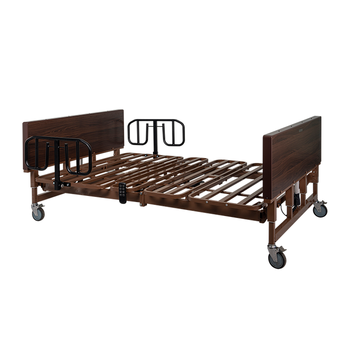 Balck Rails Dynarex Bariatric HD Full Electric Homecare Bed Adjustable, Heavy-Duty 48" Bed for Home and Caregiving