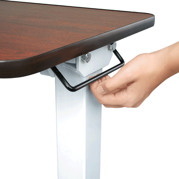 Cherry Color Dynarex Bariatric Heavy-Duty Overbed Table with Height-Adjustable Steel Frame, Cherry Finish 500 lb Capacity