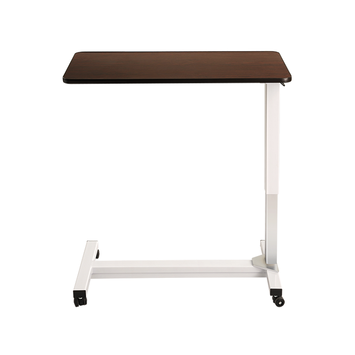 Durable Dynarex Bariatric Heavy-Duty Overbed Table with Height-Adjustable Steel Frame, Cherry Finish 500 lb Capacity